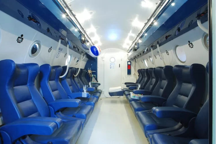 Hiperbárikus (keszon) kamra – belső nézet